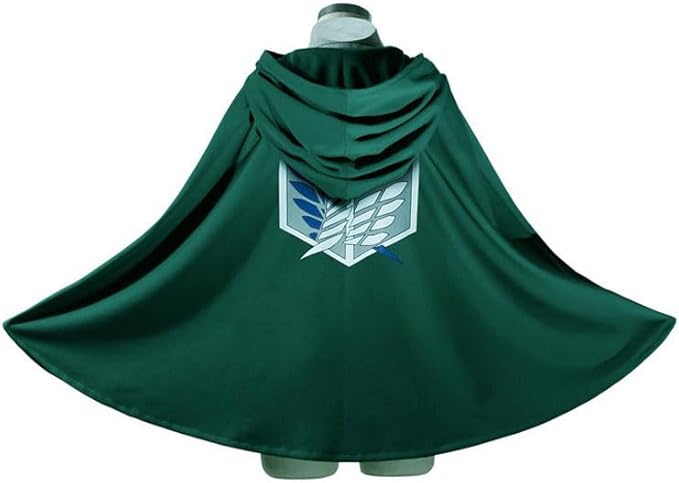 Attack on Titan Scout Costume Cloak and Pendant- Scout Hooded Cloak Cape + Scout Necklace Pendant- Eren Yeager Costume w/Accessory