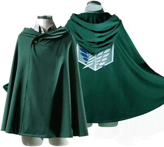 Attack on Titan Scout Costume Cloak and Pendant- Scout Hooded Cloak Cape + Scout Necklace Pendant- Eren Yeager Costume w/Accessory