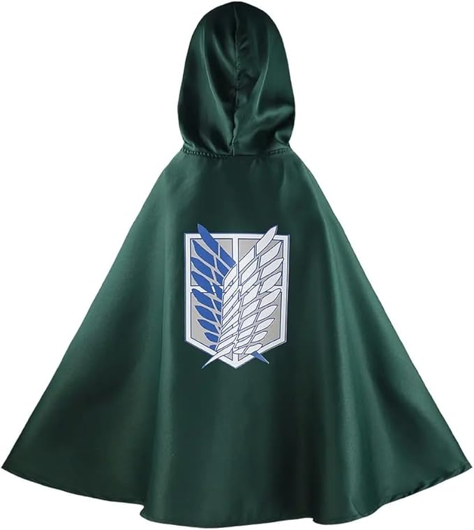 Attack on Titan Scout Costume Cloak and Pendant- Scout Hooded Cloak Cape + Scout Necklace Pendant- Eren Yeager Costume w/Accessory