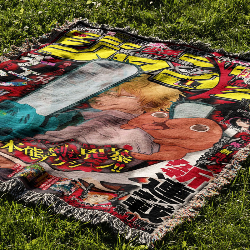 Chainsaw 2 Woven Blanket Tapestry